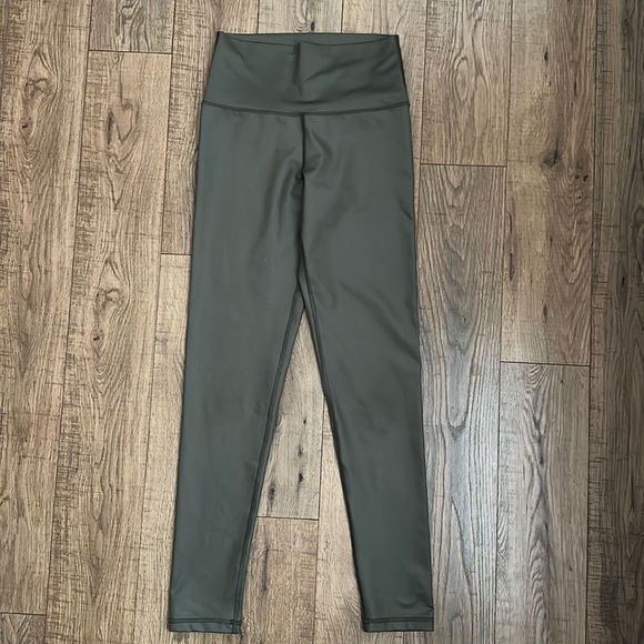 aerie Pants - Aerie Shiny Olive Green High Rise Athletic Leggings Womens Medium